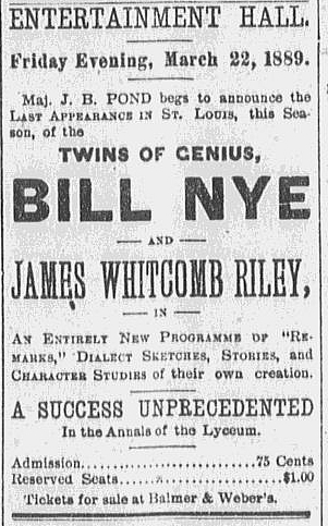 Newspaper ad 1889