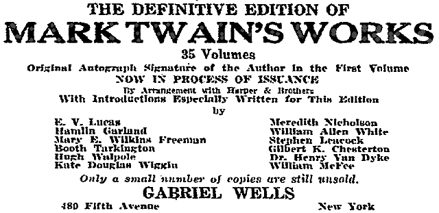 Gabriel Wells ad 1923