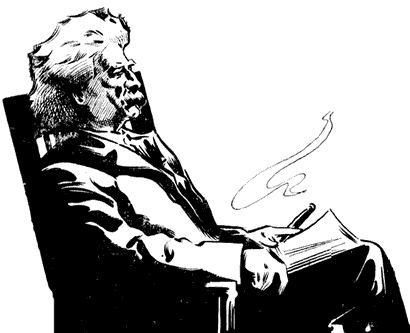 Twain with book