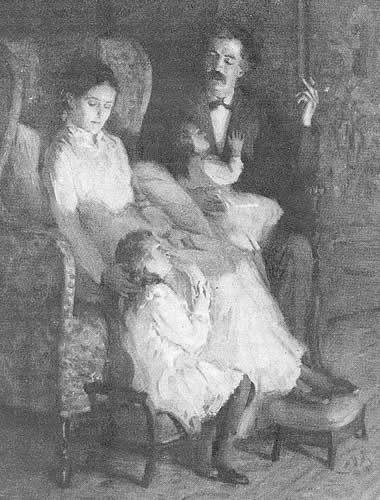 Clemens with Livy and his daughters
