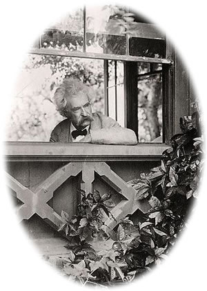 Twain watching from window